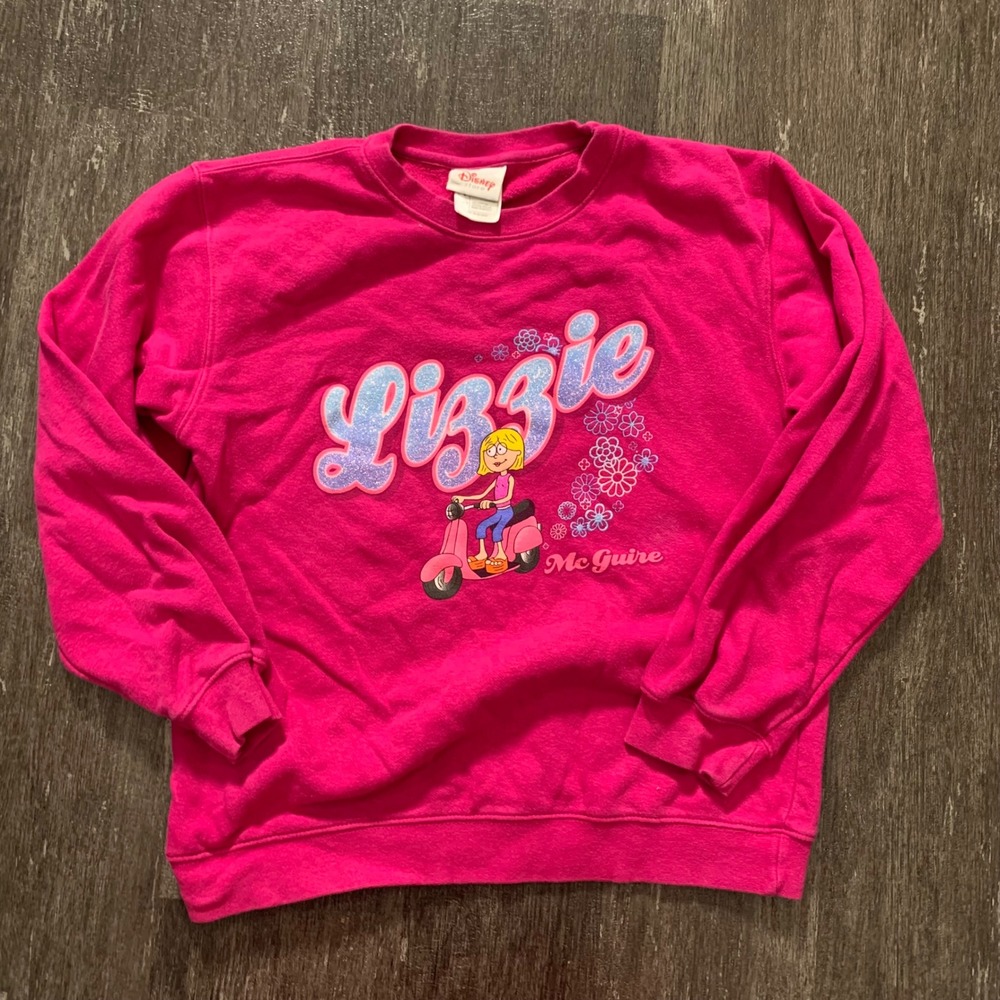 Y2K Disney Lizzie McGuire Pink Scooter Sweatshirt Kids Size L 10 12 Girls